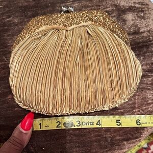Bijoux Terner Gold Pleated Clutch